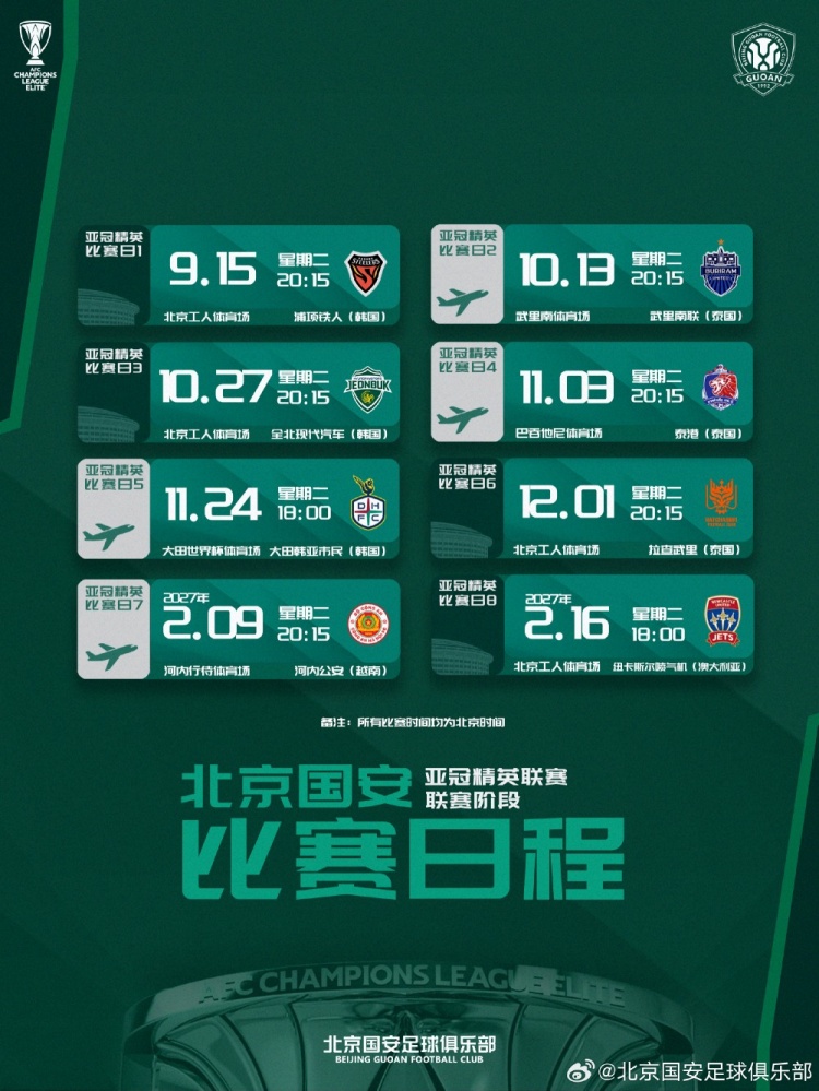 亚冠第4轮，北京国安客战泰国泰港的比赛场地变为巴吞他尼体育场